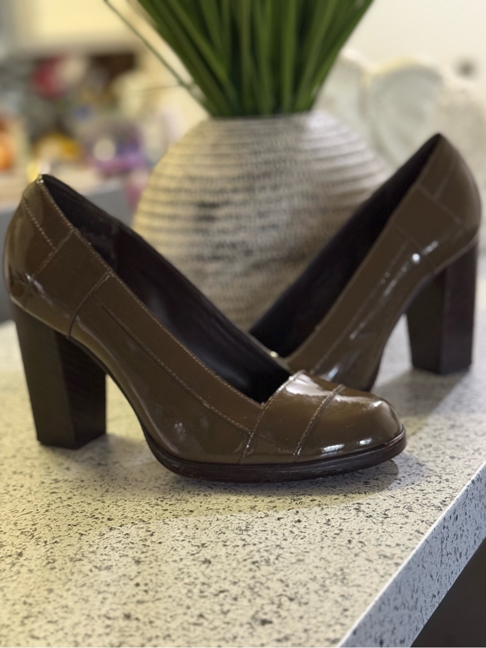 Cole Haan Patent Leather brown Pumps with Nike Air SZ 6.5